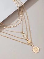 Lock & Cat Charm Layered Necklace - All About Eg