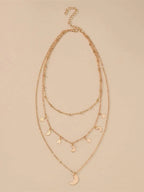 Moon & Star Charm Layered Necklace - All About Eg