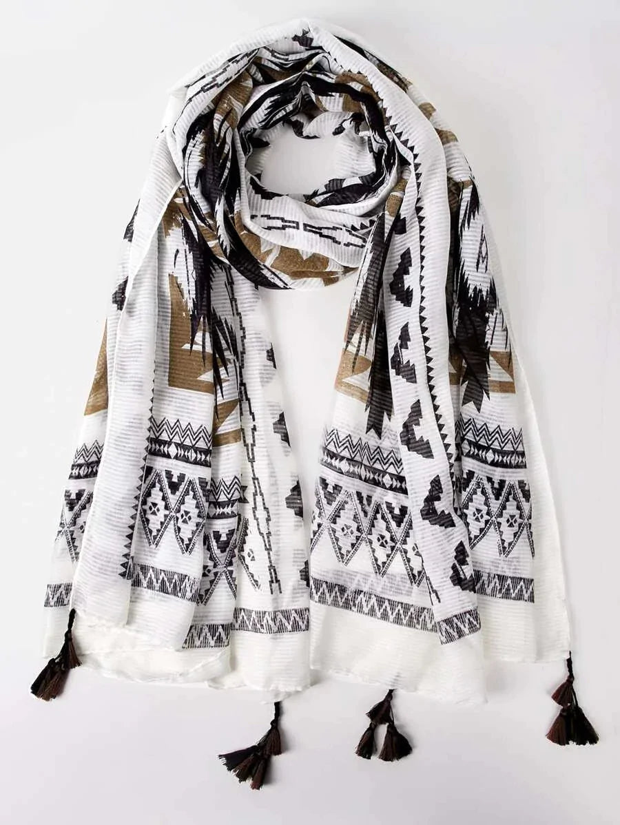 Fringe Hem Plaid Scarf