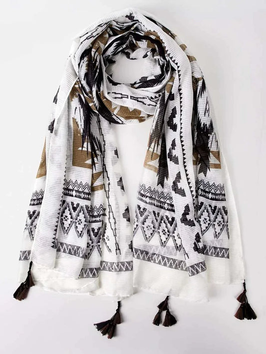 Fringe Hem Plaid Scarf