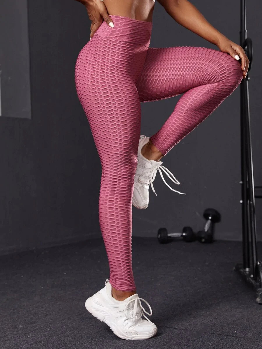 Sports leggings with honeycomb pattern and striped waist - All About Eg