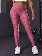 Sports leggings with honeycomb pattern and striped waist - All About Eg